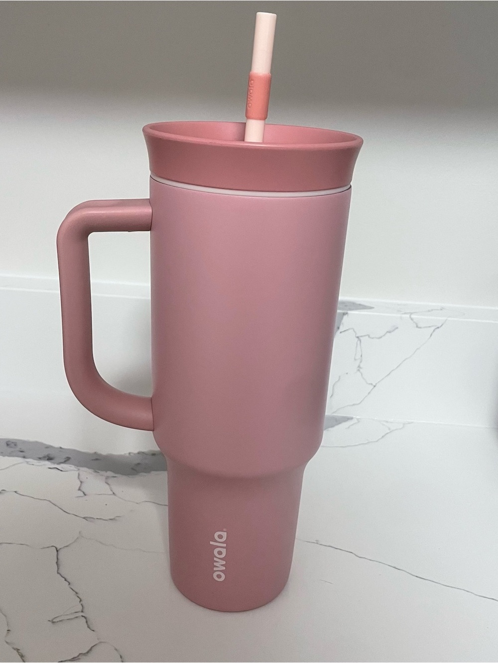 Owala Pink Insulated Travel Tumbler with Handle and Straw